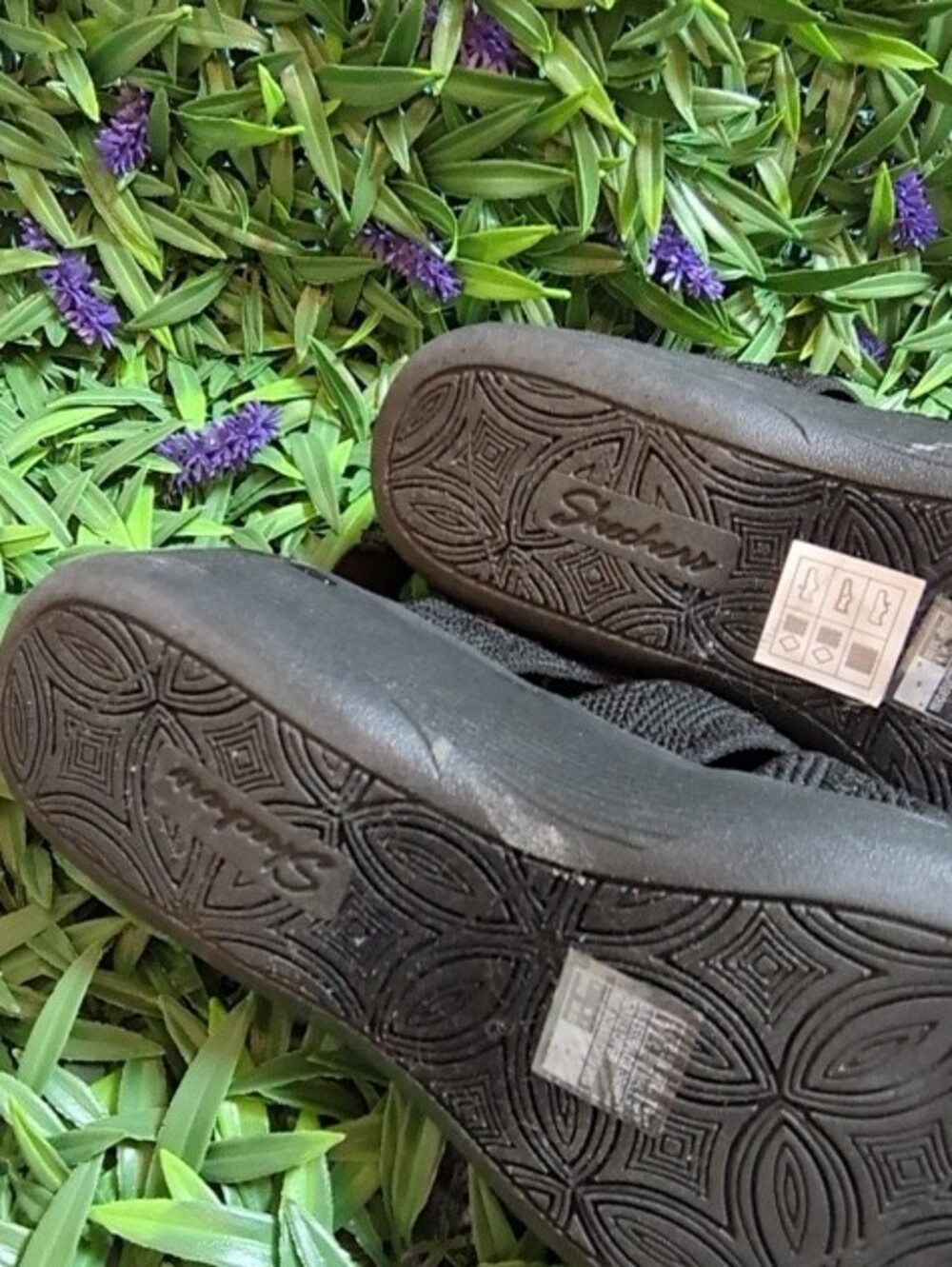 Skechers Black Knit Slingback Wedge Sandals - Picture 2 of 3